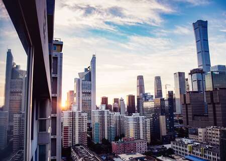Evening city view, Beijing, China